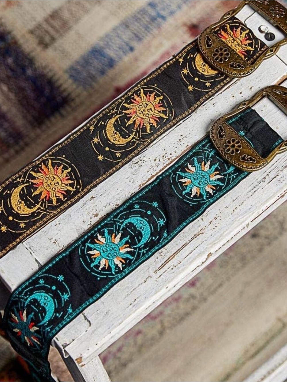 POL Boho Celestial Belt - Teal and Gold Embroidery